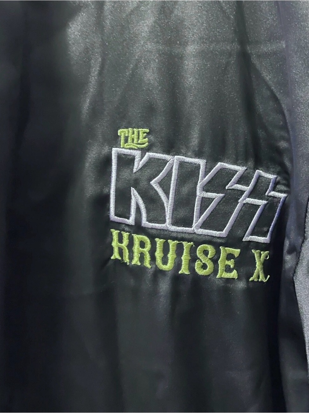 KISS Rock Band Robe Navy Kruise Satin Black Adult Unisex L/XL With Tie Sash - Picture 3 of 4